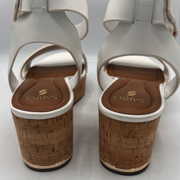 Franco Sarto Womens Primrose Sandals Cork Wedge Platform White Leather - Picture 6 of 9